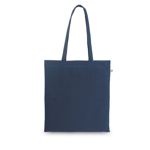 Bolsa tote de algodón Azul marino con asas largas.